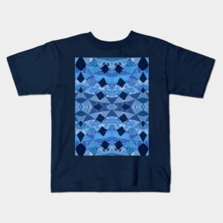 Blue Patchwork Quilt Pattern Kids T-Shirt